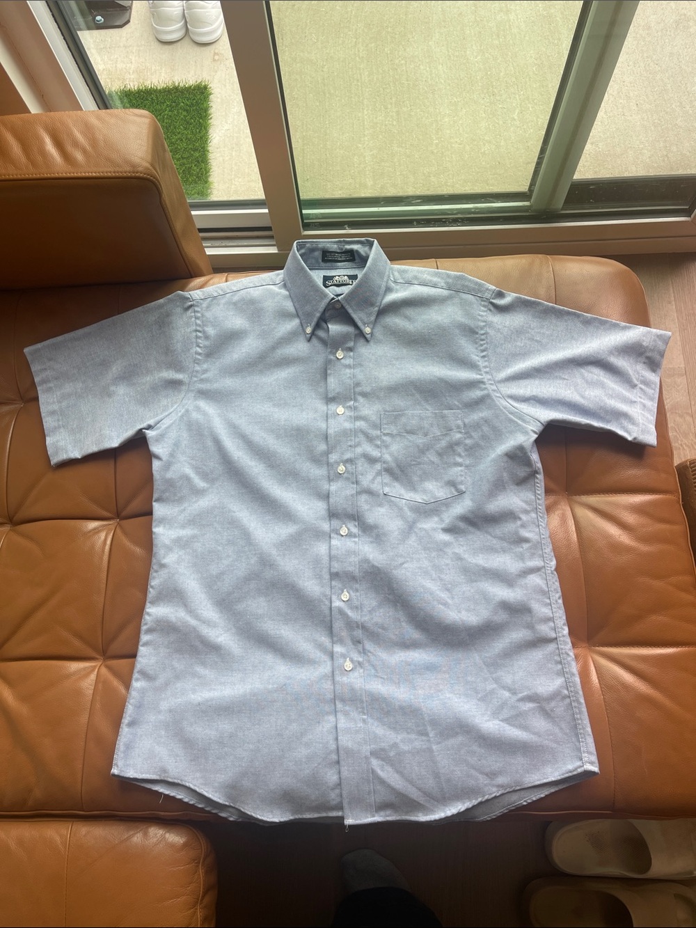 Stafford Light Blue Short-Sleeve Button-Down Shirt